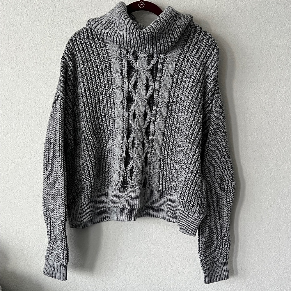 Revolve Bobi Black Los Angeles Cozy Cotton Sweater in Light Grey & Black Cotton